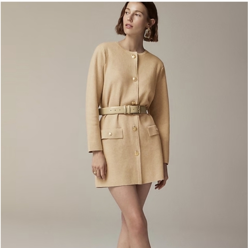 J. Crew Tan Cotton Cardigan with Gold Buttons Old Money Sophisticated Size XXL